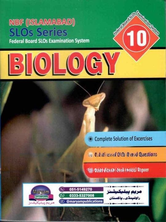 Maryam Model Paper Biology 10 Slos — front cover